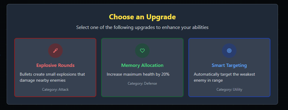 Level Up Upgrade Choices